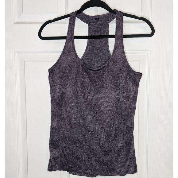 90 Degree by Reflex Women's Purple Heather Grey Stripes Activewear Tank Top S/M - Picture 1 of 10